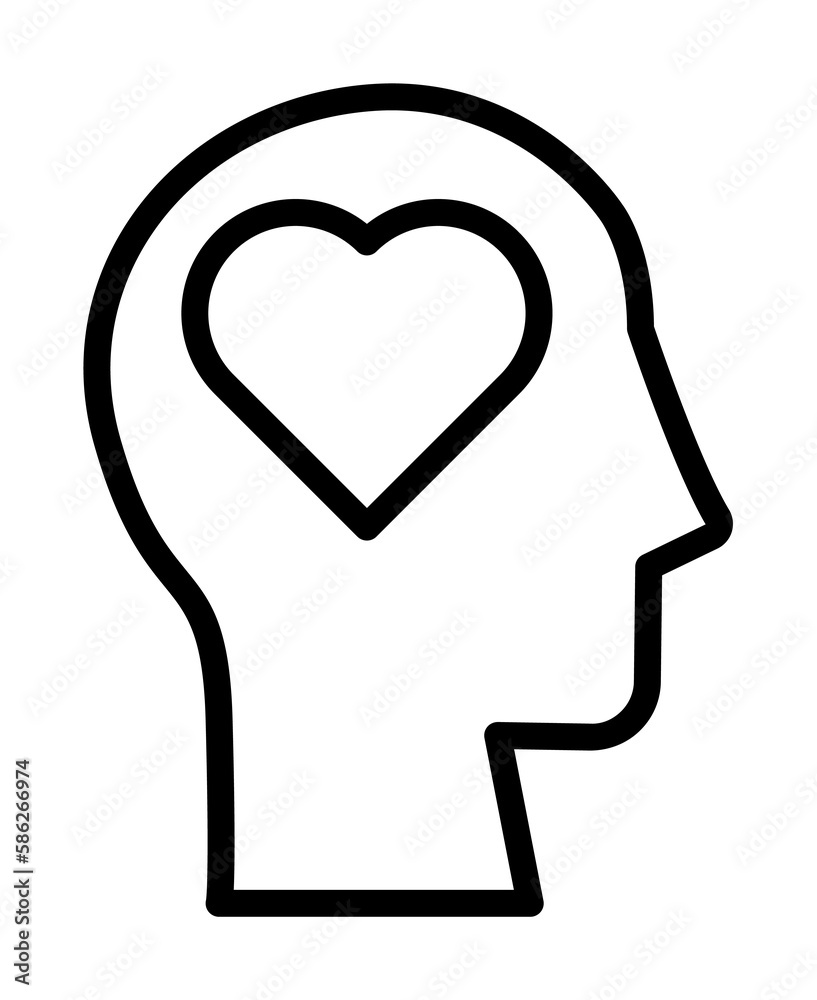 head heart icon. Simple line, outline elements of brain process icons for ui and ux, website or mobile application