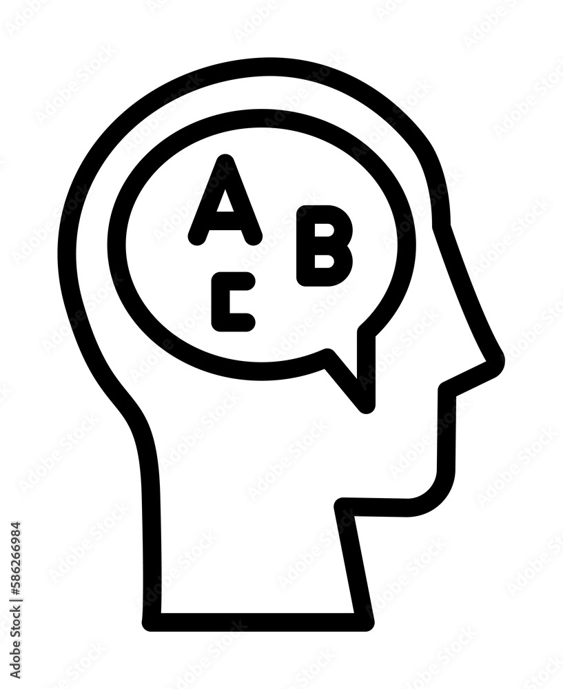 head chat letter icon. Simple line, outline elements of brain process icons for ui and ux, website or mobile application head chat letter icon. Simple line, outline elements of brain process icons for ui and ux, website or mobile application