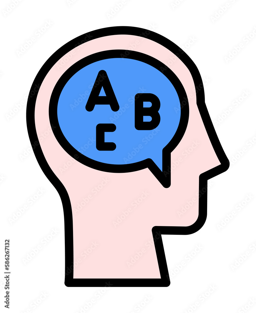head chat letter icon. Simple color with outline elements of brain process icons for ui and ux, website or mobile application head chat letter icon. Simple color with outline elements of brain process icons for ui and ux, website or mobile application