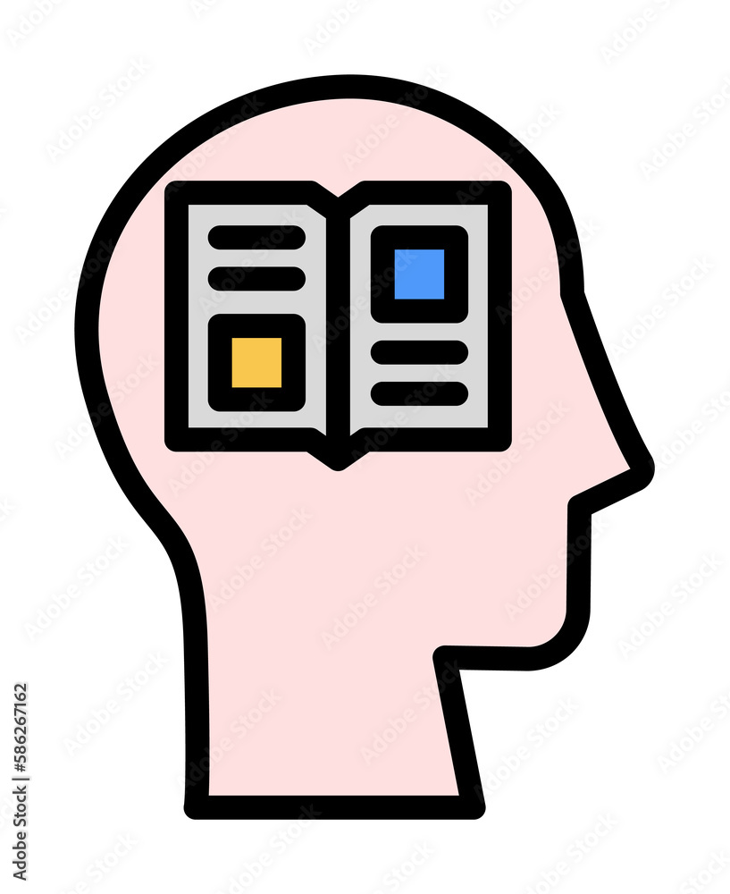 head book icon. Simple color with outline elements of brain process icons for ui and ux, website or mobile application head book icon. Simple color with outline elements of brain process icons for ui and ux, website or mobile application