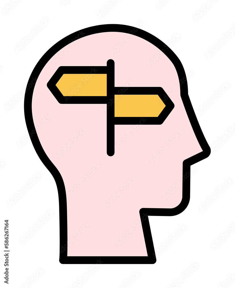 head signboard icon. Simple color with outline elements of brain process icons for ui and ux, website or mobile application head signboard icon. Simple color with outline elements of brain process icons for ui and ux, website or mobile application