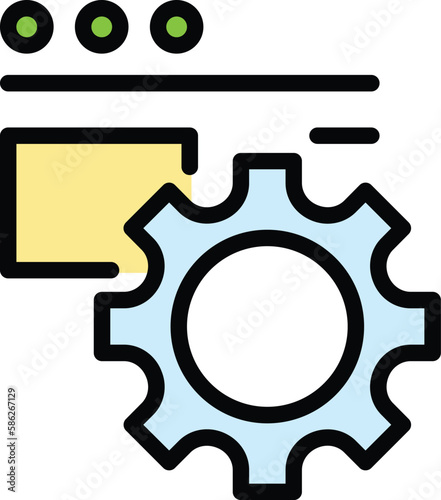 Api gear icon. Outline Api gear vector icon for web design isolated on white background color flat