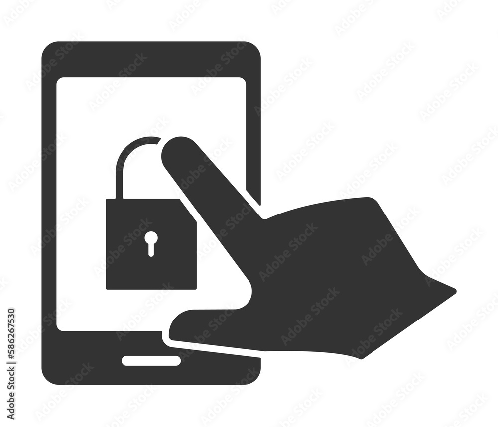 Obraz premium lock, mobile, hand, block icon. Element of business icon for mobile concept and web apps. Glyph lock, mobile, hand, block icon can be used for web and mobile
