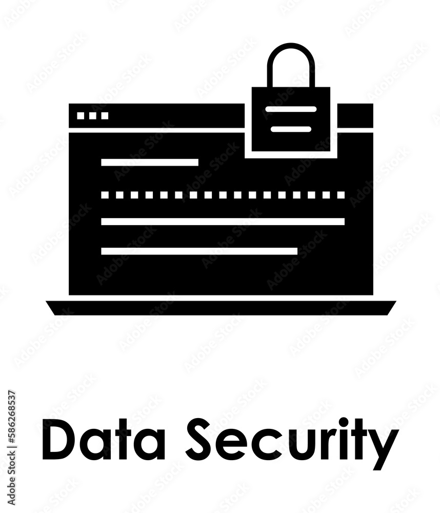 laptop, lock, web browser, data security icon. One of business collection icons for websites, web design, mobile app