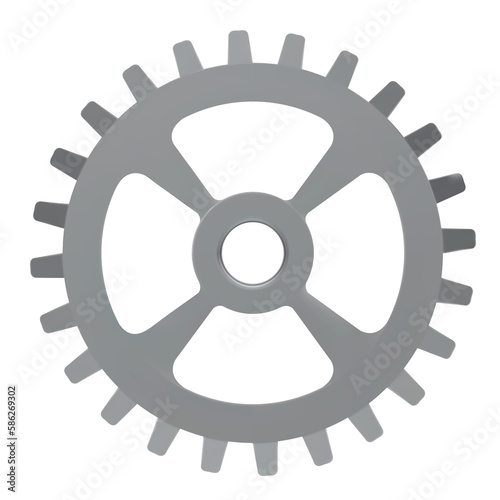 3D Gear icon. Transmission cogwheels and gears are isolated on white background. Machine gear, setting symbol, Repair, and optimize workflow concept. 3d illustration.