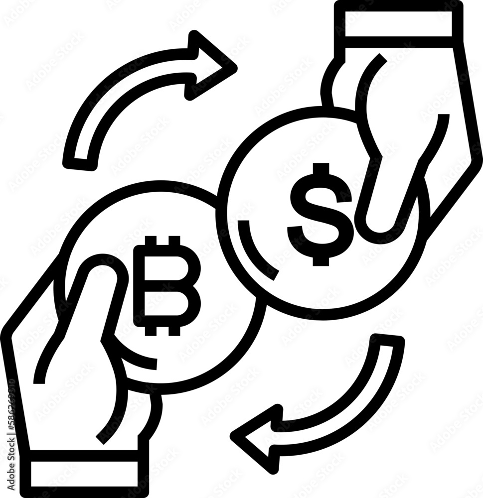 Exchange bitcoin money icon. Bitcoin concept icon style Exchange bitcoin money icon. Bitcoin concept icon style