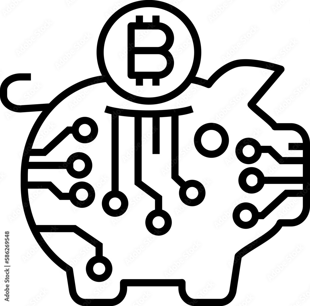 Saving bitcoin icon. Bitcoin concept icon style Saving bitcoin icon. Bitcoin concept icon style