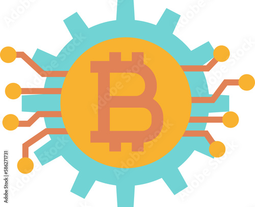 Bitcoin currency gear icon. Bitcoin concept icon style