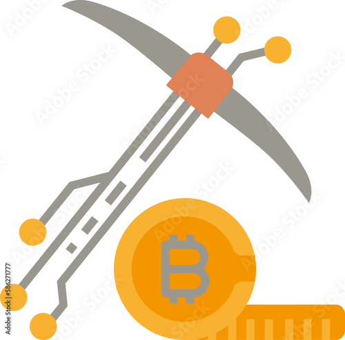 Bitcoin dig mining icon. Bitcoin concept icon style