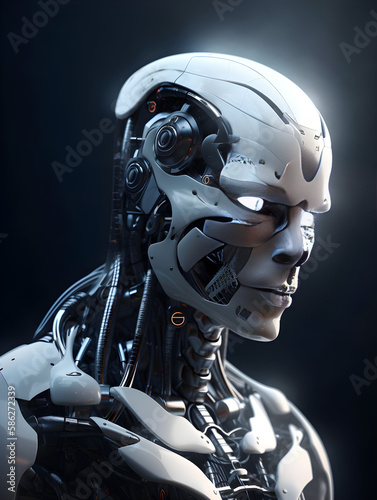 A Humanoid Cyborg Robot Created by Generative AI © rendertwins