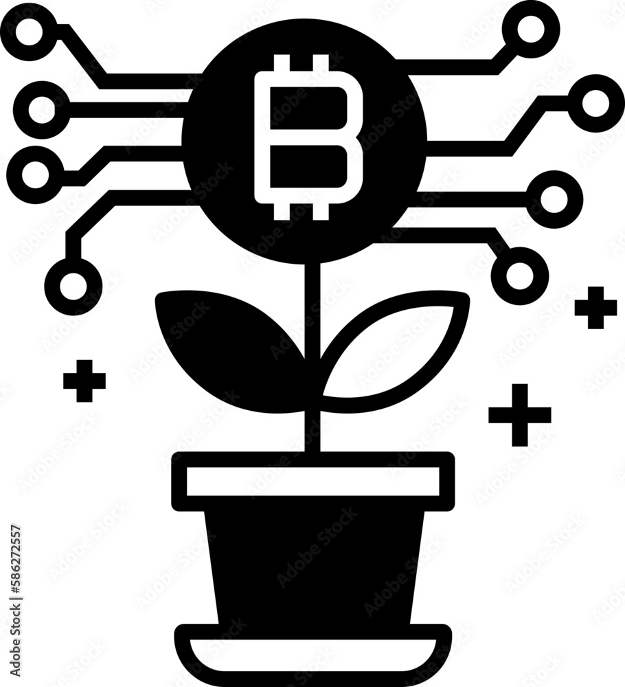 Fototapeta premium Bitcoin growth icon. Bitcoin concept icon style