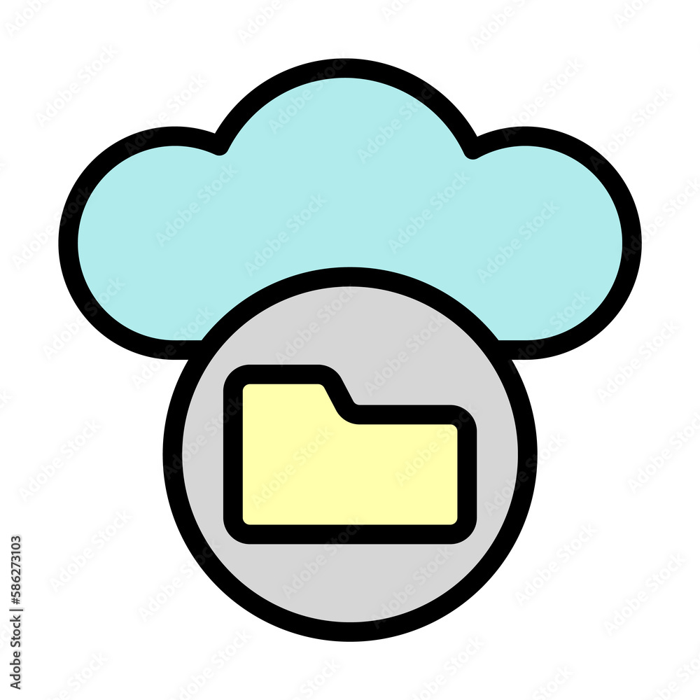 Cloud, folder icon. Simple color with outline elements of internet storage icons for ui and ux, website or mobile application Cloud, folder icon. Simple color with outline elements of internet storage icons for ui and ux, website or mobile application
