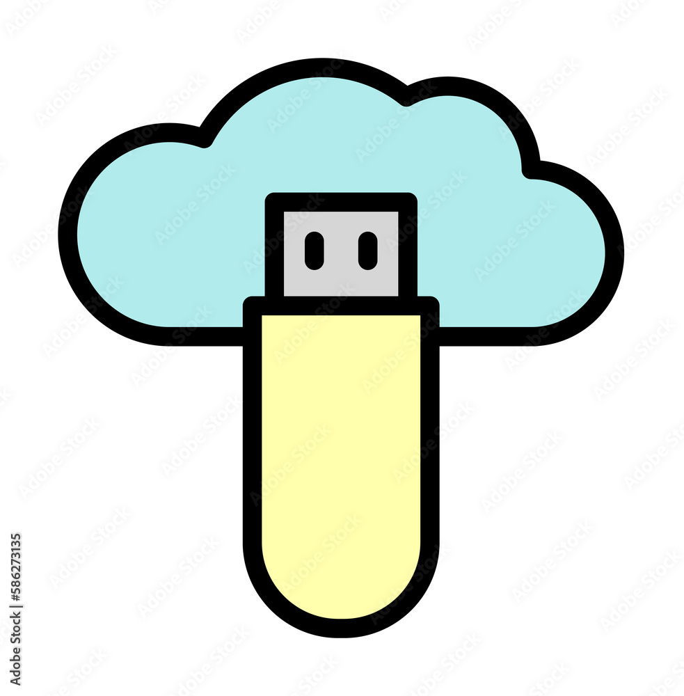Cloud, flashcard icon. Simple color with outline elements of internet storage icons for ui and ux, website or mobile application