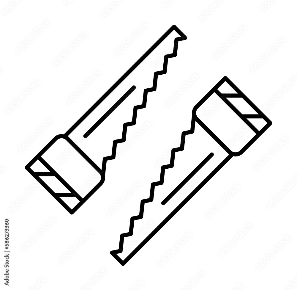 Handsaw icon. Simple line, outline elements of construction tool icons for ui and ux, website or mobile application Handsaw icon. Simple line, outline elements of construction tool icons for ui and ux, website or mobile application