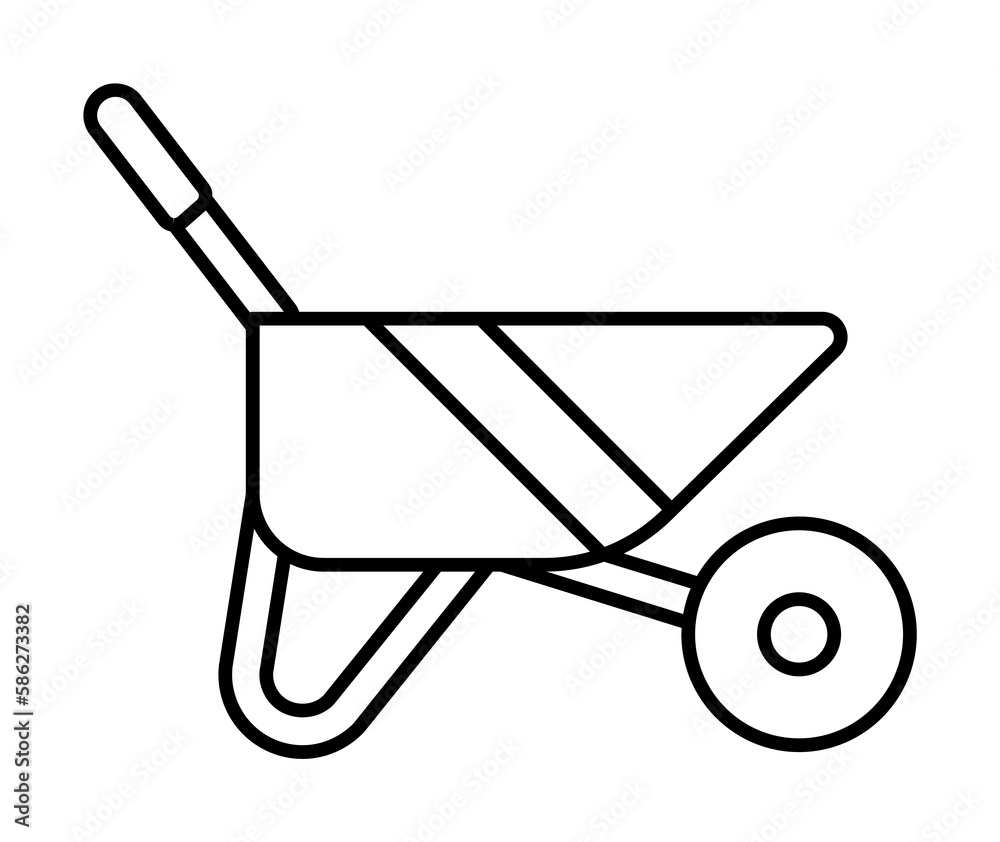Wheelbarrow icon. Simple line, outline elements of construction tool icons for ui and ux, website or mobile application Wheelbarrow icon. Simple line, outline elements of construction tool icons for ui and ux, website or mobile application