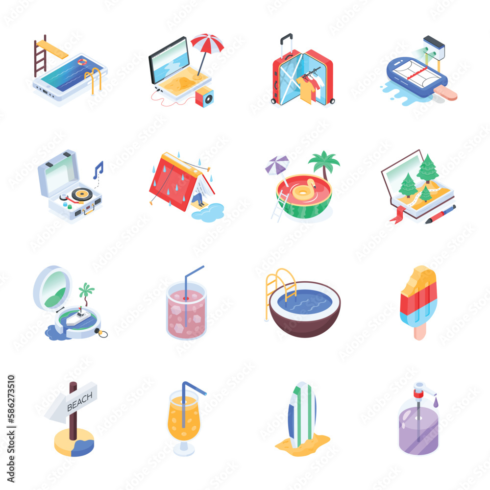 Trendy 16 Isometric Icons of Beach Holiday
Trendy 16 Isometric Icons of Beach Holiday