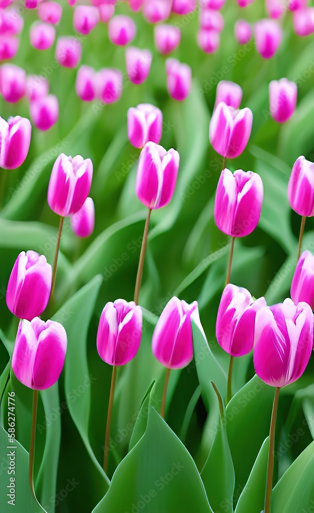field of tulips created with Generative AI technology field of tulips created with Generative AI technology