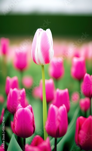 pink and white tulips created with Generative AI technology
