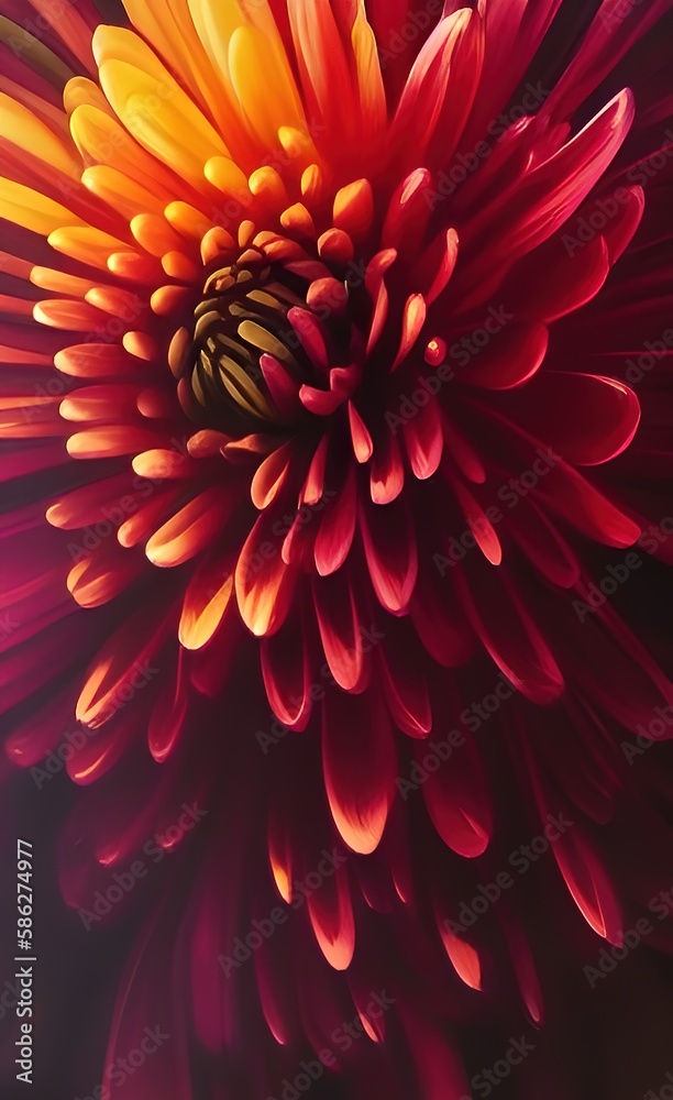 red dahlia flower created with Generative AI technology