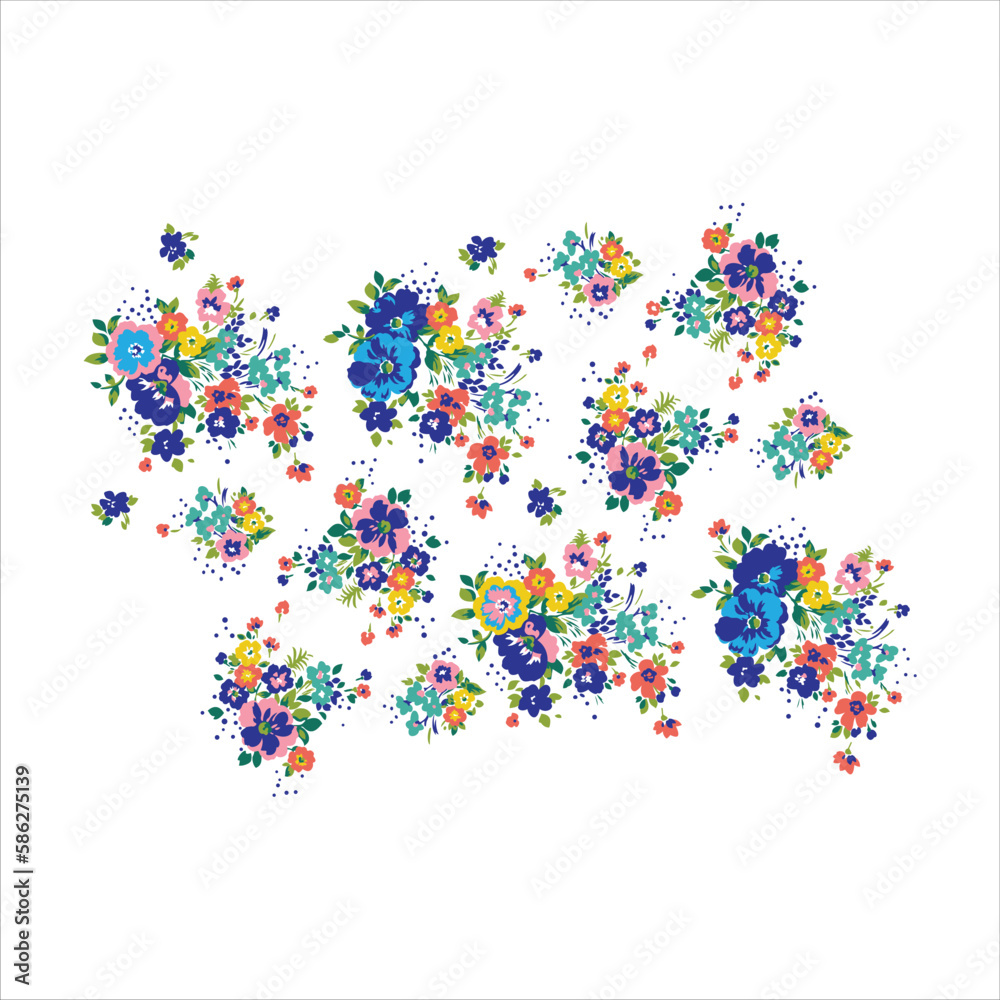 Red Green Flower on Navy Blue. Geometric ethnic oriental pattern traditional Design Red Green Flower on Navy Blue. Geometric ethnic oriental pattern traditional Design