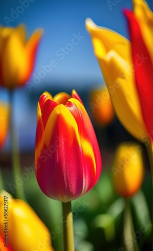 red and yellow tulips created with Generative AI technology