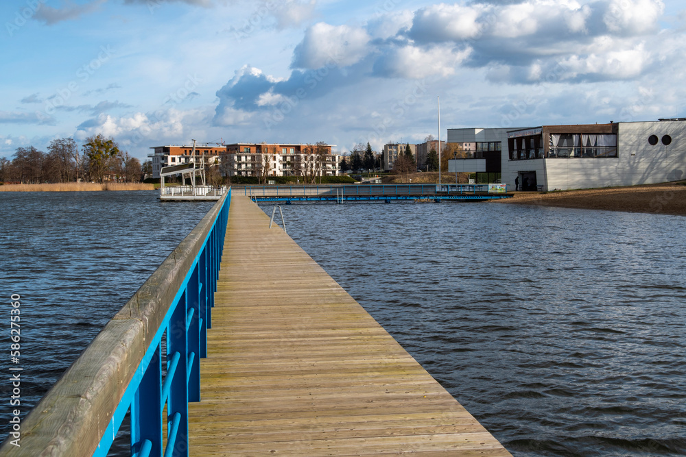 Fototapeta premium Iława, Poland - February 19, 2023: View of the city with Jeziorak Lake