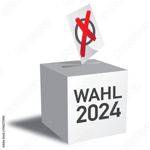 Wahlurne 2024 - Vektor Illustration auf weißem Hintergrund photo