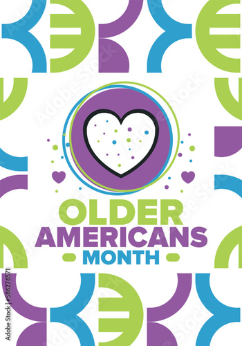 Older Americans Month. Celebrated in May in the United States. National Month of observance for Older Americans. Poster, card, banner and background. Vector illustration