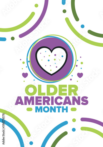 Older Americans Month. Celebrated in May in the United States. National Month of observance for Older Americans. Poster, card, banner and background. Vector illustration