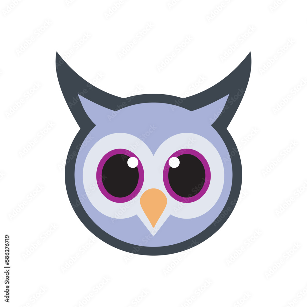 Owl head cartoon animal icon