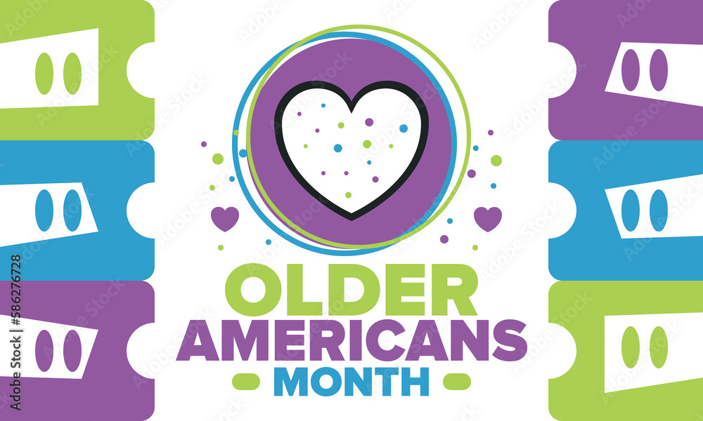 Fototapeta premium Older Americans Month. Celebrated in May in the United States. National Month of observance for Older Americans. Poster, card, banner and background. Vector illustration