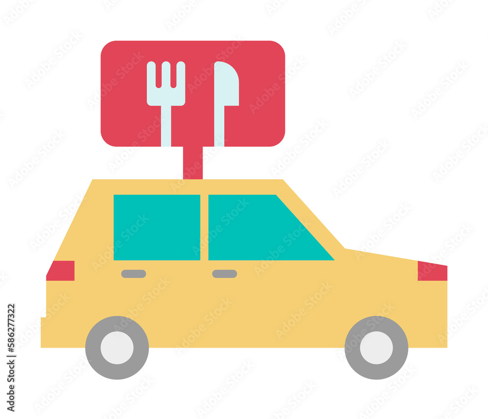 Food delivery, car, eat, food, restaurant color icon Food delivery, car, eat, food, restaurant color icon