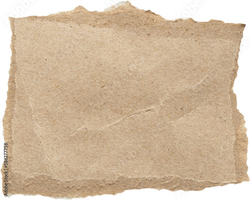 piece of brown paper tear isolated on white background