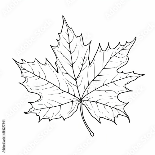 2D line maple leaf monochrome. AI Generative