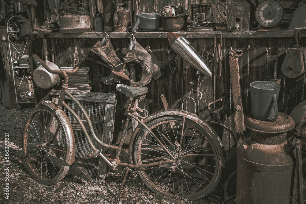 old bicycle in the storage