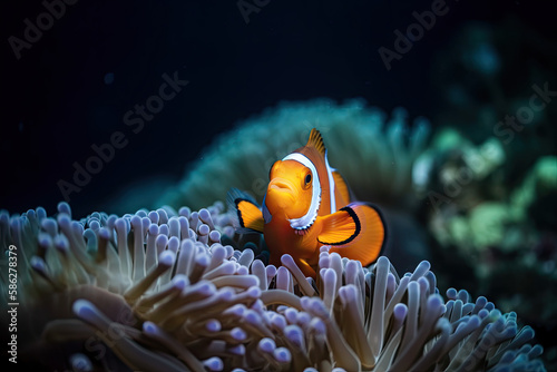 a clownfish in the coral reef, generative AI