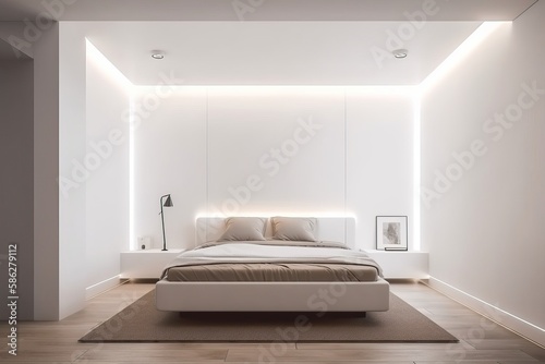 Minimalist Bedroom Design, Stylish Comfort Generative AI