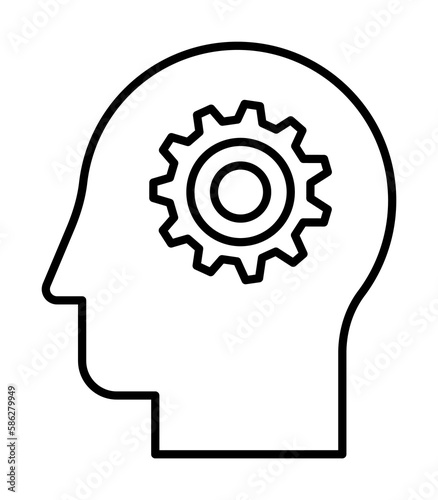 intelligence, gear, head icon. Element of Human resources for mobile concept and web apps illustration. Thin line icon for website design and development, app development