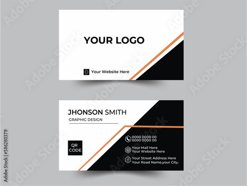 Double-sided creative business card template.Portrait and landscape orientation. Horizontal and vertical layout.  Personal visiting card with company logo. Vector illustration © Rxvect
