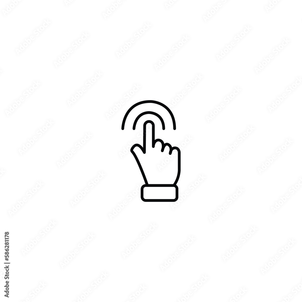 Thin line icon of touch. Vector outline sign for UI, web and app. Concept design of touch icon. Isolated on a white background. Thin line icon of touch. Vector outline sign for UI, web and app. Concept design of touch icon. Isolated on a white background.