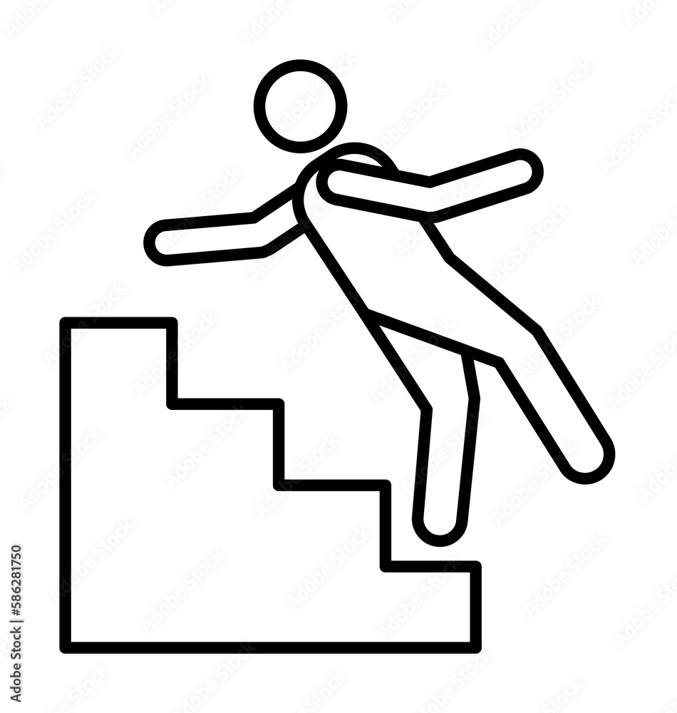 fall from the stairs line icon. Element of insurance sign for mobile concept and web apps. Thin line fall from the stairs icon can be used for web and mobile. Premium icon fall from the stairs line icon. Element of insurance sign for mobile concept and web apps. Thin line fall from the stairs icon can be used for web and mobile. Premium icon