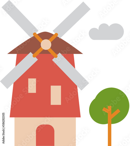 Windmill icon. Ecology concept icon style