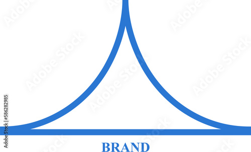 Covered pavilion logo brand template blue colour. Outline simple travel tent, camping logotype template. 