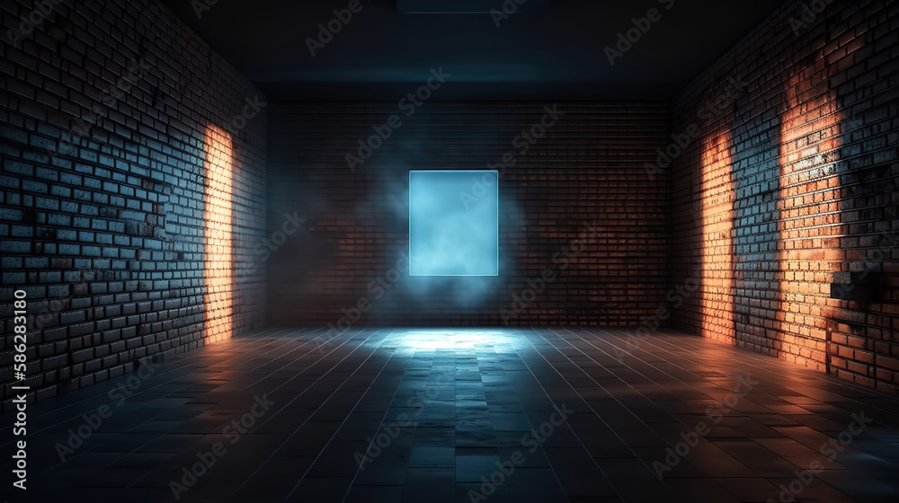 The background of an empty room with brick walls. Generative Ai