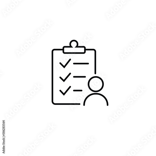 user checklist icon manager candidate account activity thin line web symbol on white background - editable stroke vector illustration eps10