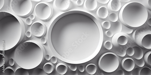 White Circular with place for text. Modern Wallpaper with Geometric shapes. AI.