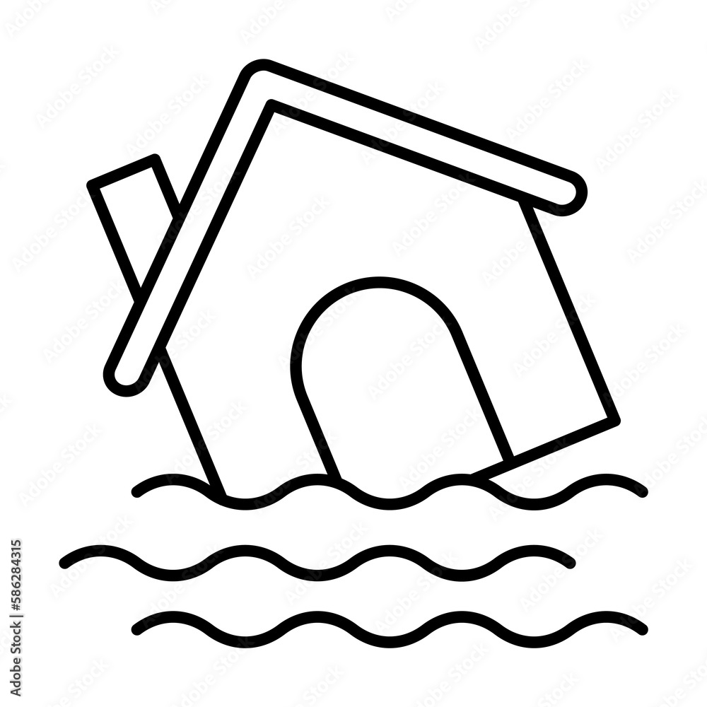 House, water, flood icon. Simple line, outline elements of natural disasters icons for ui and ux, website or mobile application House, water, flood icon. Simple line, outline elements of natural disasters icons for ui and ux, website or mobile application