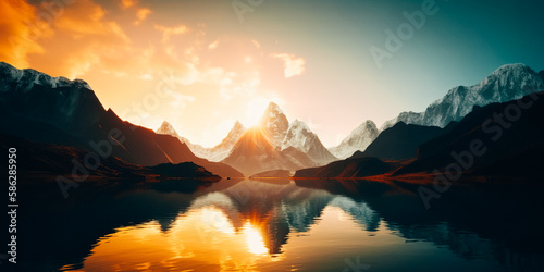 Beautiful landscape with high mountains