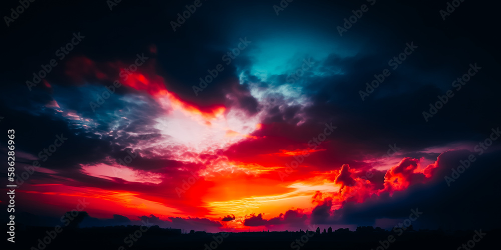 Fototapeta premium Morning sun in pink and blue colors