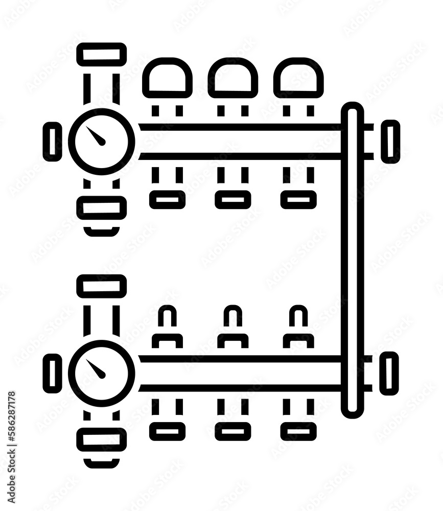 balancing, heat, manifold, radiant, manifold icon. Element of plumbing
